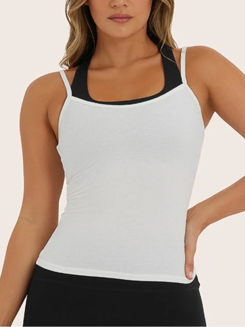 SET Active SPORTBODY® LAYERED CAMI BRA & LEGGINGS ONYX